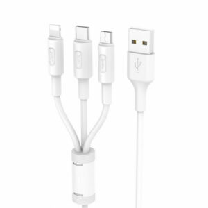 HOCO X25 Καλώδιο 3in1 USB σε Micro-USB/ Lightning/ Type-C 1m White