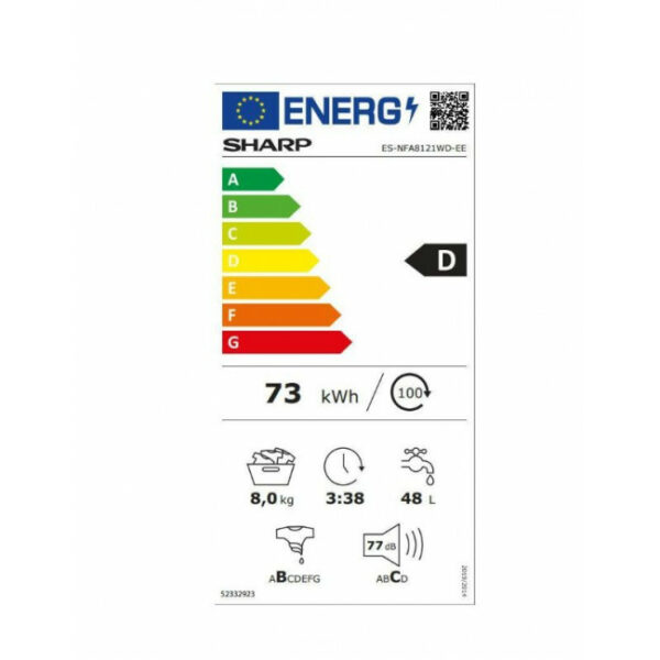 SHARP ES-NFA8121WD Πλυντήριο ρούχων White