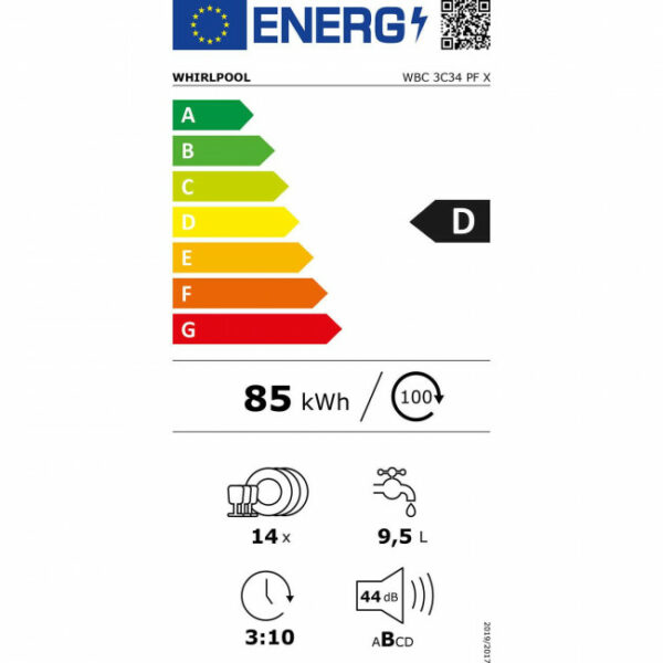 WHIRLPOOL WBC 3C34 PF X Πλυντήριο πιάτων Inox