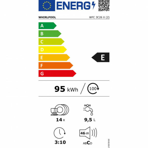 WHIRLPOOL WFC 3C26 X Πλυντήριο πιάτων Inox - (12 δόσεις άτοκα)