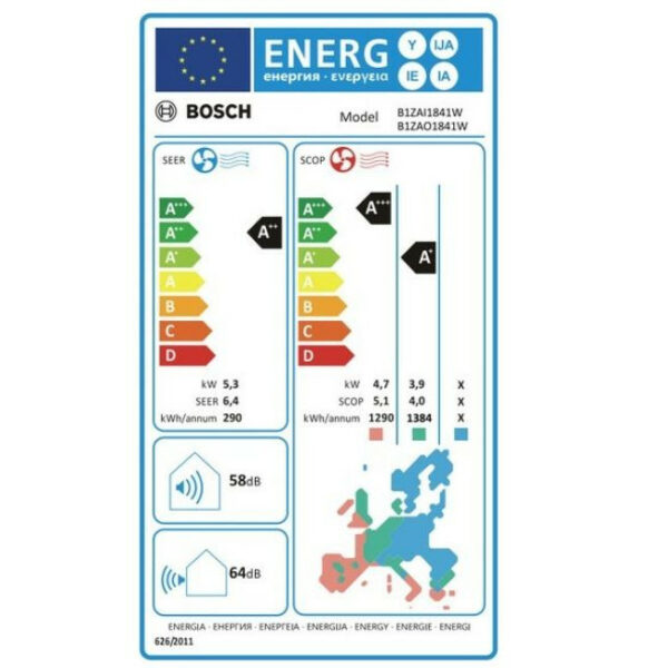 BOSCH B1ZAI1841W/B1ZAO1841W 18000BTU Κλιματιστικό Τοίχου - (12 δόσεις άτοκα)