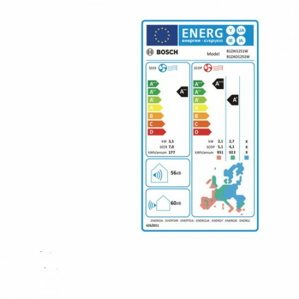 BOSCH B1ZAI1251W/B1ZAO1251W 12000BTU Κλιματιστικό Τοίχου - (6 δόσεις άτοκα)