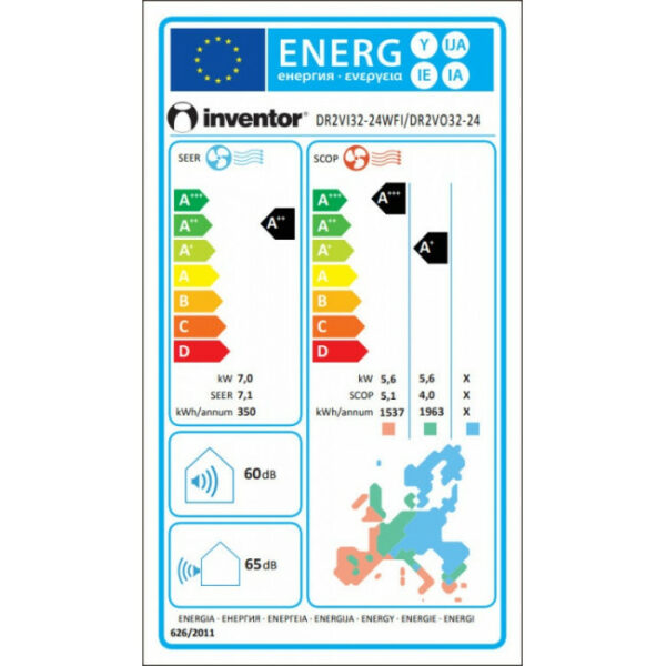 INVENTOR DARK DR2VI32-24WFI/DR2VO32-24 24000BTU Κλιματιστικό Τοίχου - (18 δόσεις άτοκα)