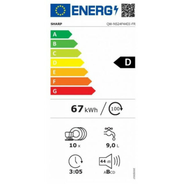 SHARP QW-NS24F44DI-EU Πλυντήριο πιάτων Inox