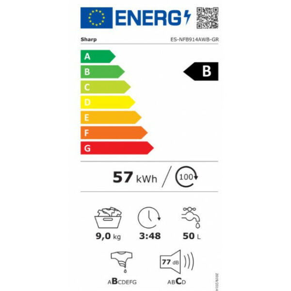 SHARP ES-NFB914AWB-GR Πλυντήριο ρούχων White