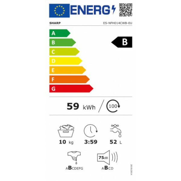 SHARP ES-NFH014CWB-GR Πλυντήριο ρούχων White