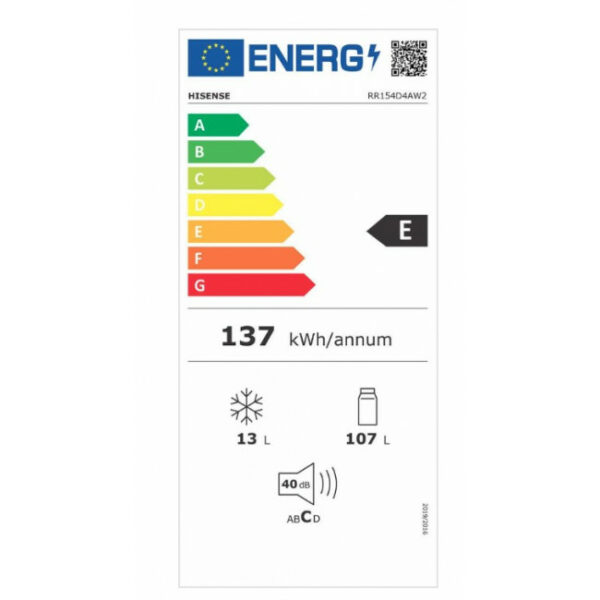 HISENSE RR154D4AW2 Μονόπορτο Ψυγείο White