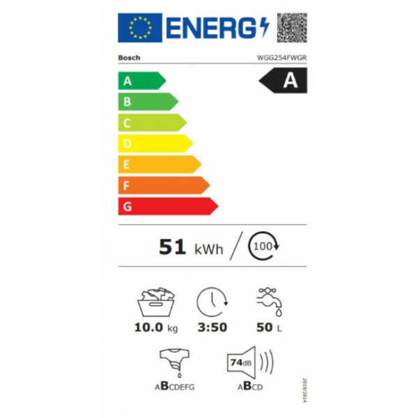 BOSCH WGG254FWGR Πλυντήριo ρούχων White - (18 δόσεις άτοκα)