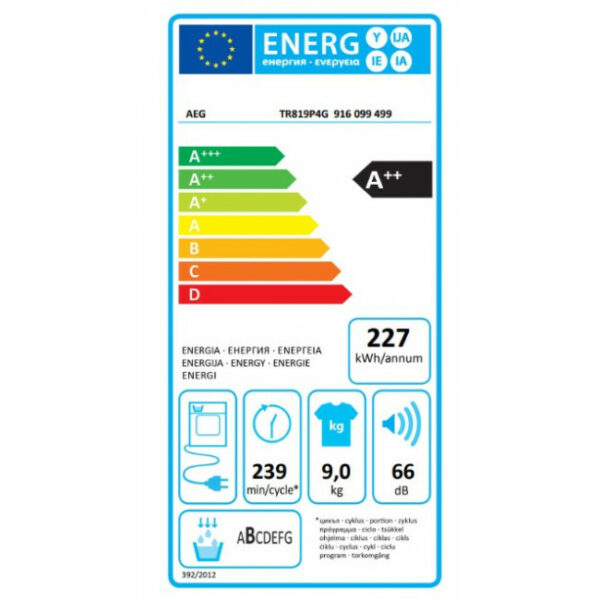 AEG TR819P4G Στεγνωτήριο White - (12 δόσεις άτοκα)