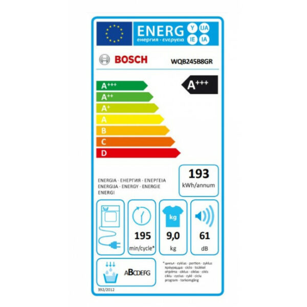 BOSCH WQB245B8GR Στεγνωτήριο White - (12 δόσεις άτοκα)