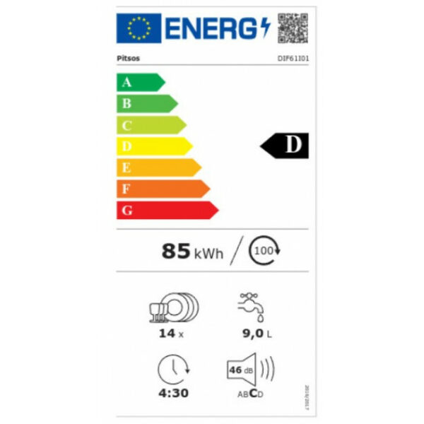 PITSOS DIF61I01 Πλυντήριο πιάτων Inox - (6 δόσεις άτοκα)