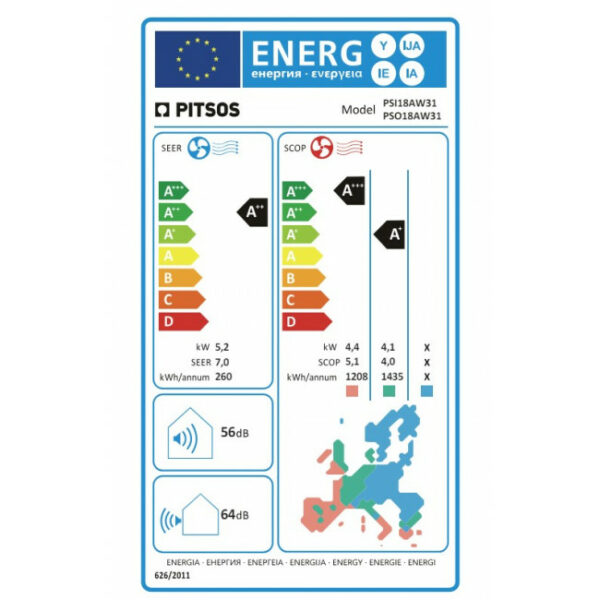 PITSOS Ιόλη Premium PSI18AW31/PSO18AW31 Κλιματιστικό Τοίχου - (12 δόσεις άτοκα)