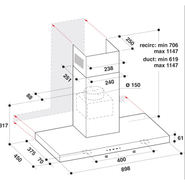 WHIRLPOOL AKR 759 IX HOOD WP Καμίνι Τζάκι Black-Inox - (9 δόσεις άτοκα)